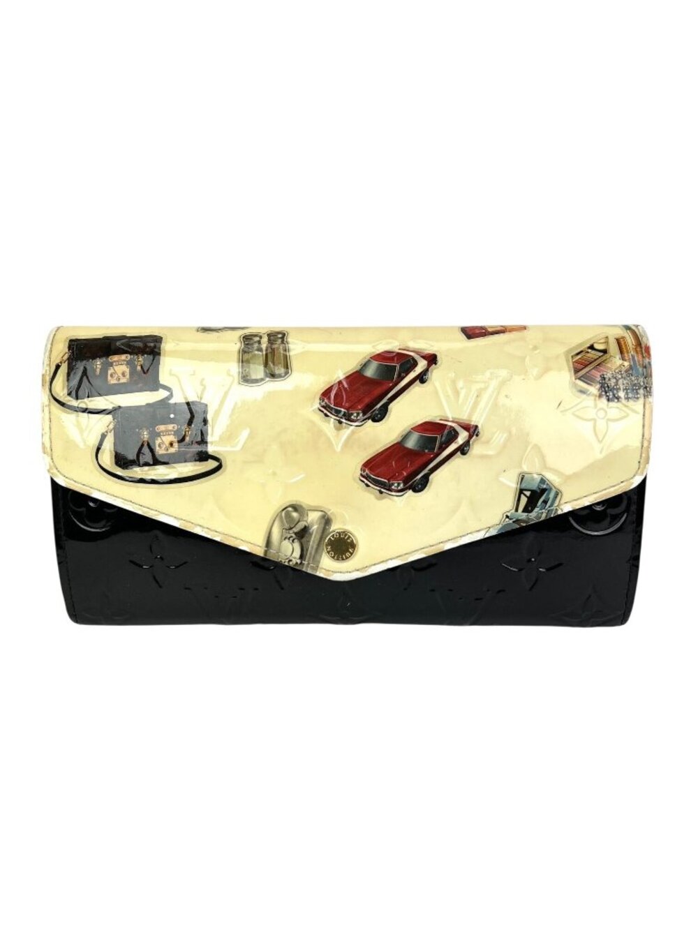 Louis Vuitton Sarah Monogram Vernis Stickers Black Wallet Limited Edition
